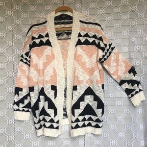 Peachy Cream Aztec Sweater Cardi